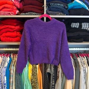 Divided by H&M purple fuzzy long sleeve crew neck sweater size XS